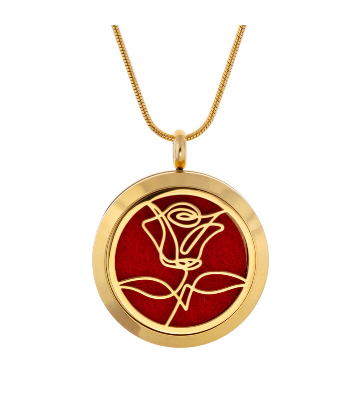 Naszyjnik pachnący RÓŻA pozłacany duży